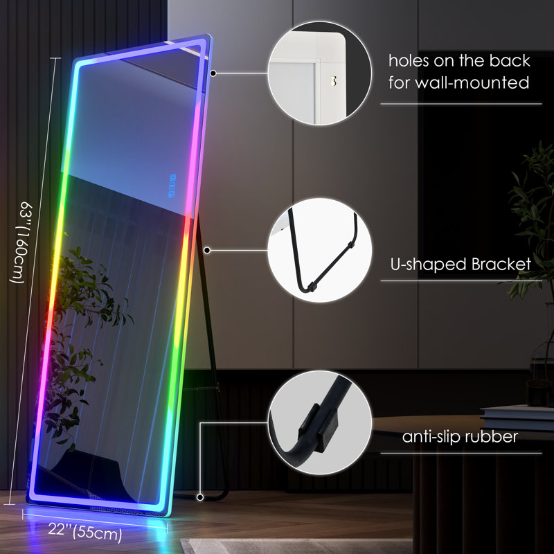 Arczi Metal Rectangle Floor Mirror, White