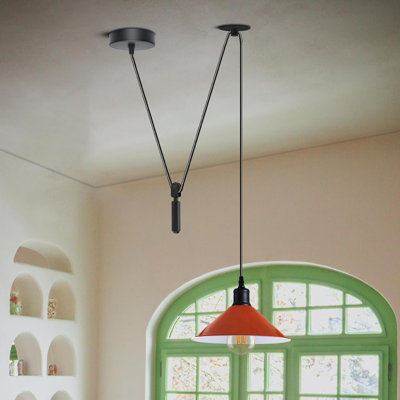 Luminaire suspendu industriel avec abat-jour conique en métal avec cordon de 2 m réglable E26 pour îlot de cuisine