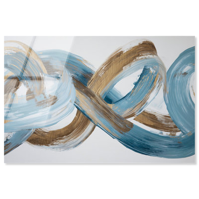 Azure Flow II Acrylic Print Blue And Gold Wall Art by Art Remedy, Ready to Hang, 30 x 20