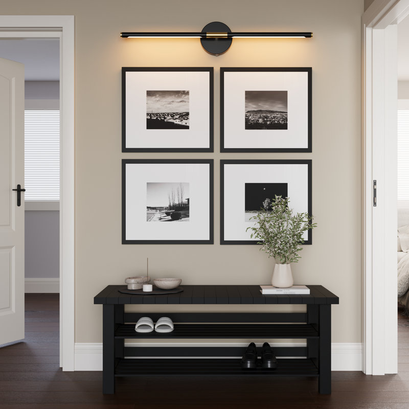 2-Pack 31" Rechargeable LED Picture Lights with Remote, Dimmable Battery Operated Picture Lights Black, Matte Black