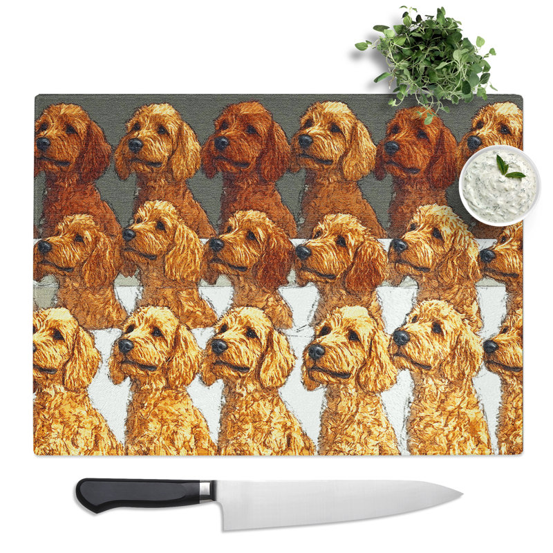 Labradoodle Pattern Vol.1  Glass Chopping Board