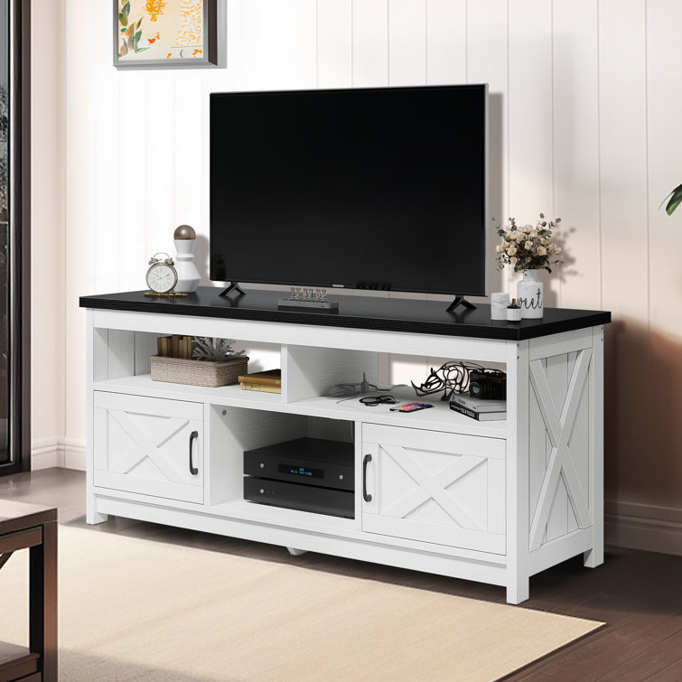 Hawkinge 59" Farm House TV Stand with Media Storage for TVs up to 65" For Living Room (incomplete 1 box only)(color May vary)