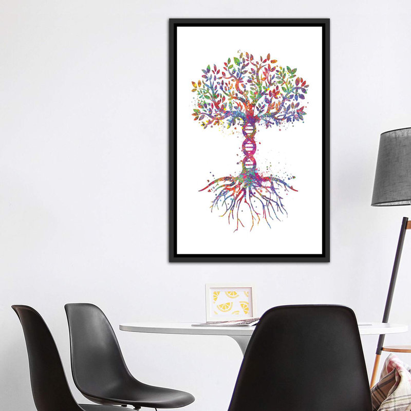 «ADN arbre» - impression, H 40 po x l 26 po x P 1,5 po, Cadre noir vieilli