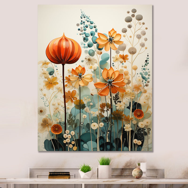 «Xaveria Colorful Mid Century Midcentury Botanicals I», reproduction d'art sur toile, H 20 po x l 12 po x P 1 po