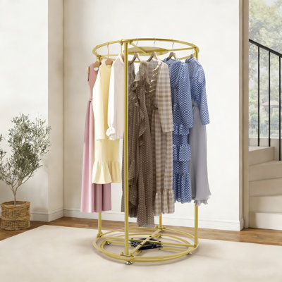 Rotating Garment Rack With Hanging Rod And Shelves, 360-Degree Swivel Clothes Display Stand For Bedroom, Laundry Room Or Retail Store - Up To 100 Lbs Capacity