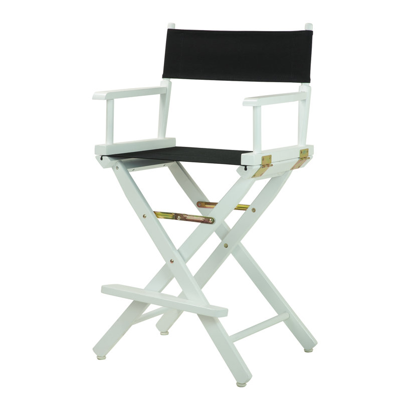Chaise de réalisateur pliante 24 po, Noir, noir, noir, noir, Blanc