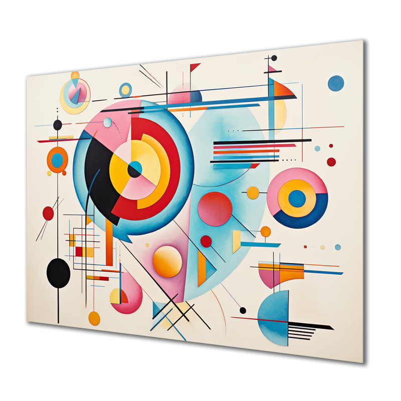 «Blue and Pink Abstract Geometric Vision 2», art mural géométrique en métal MT133164, H 16 po x l 32 po x P 1 po