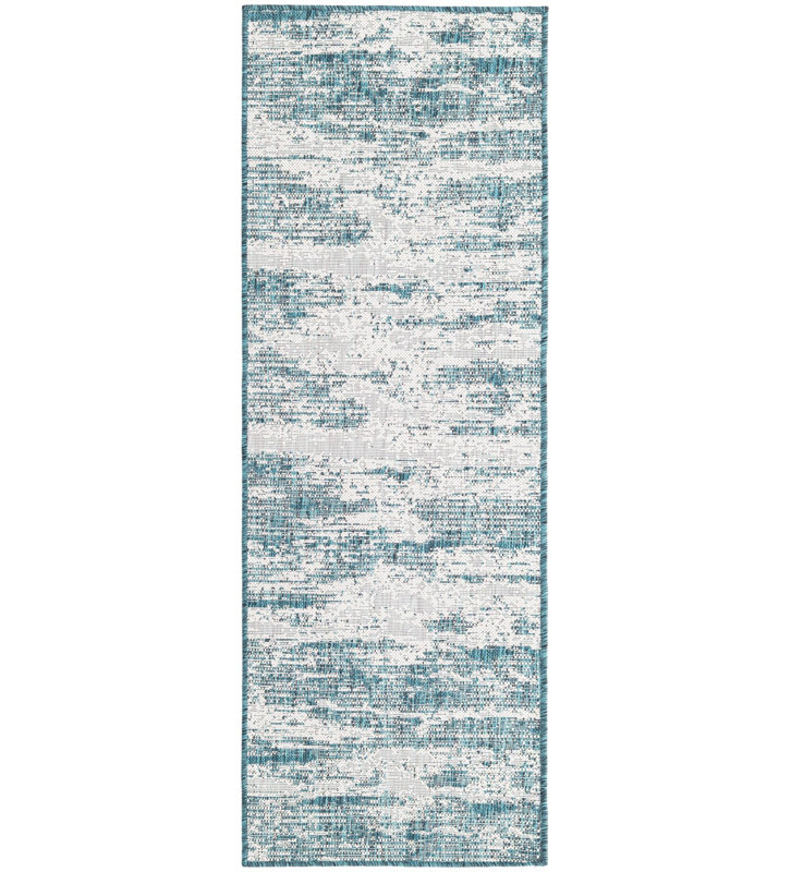 Outdoor Iris Area Rug Blue-Green Color, Runner 2' x 7'10"