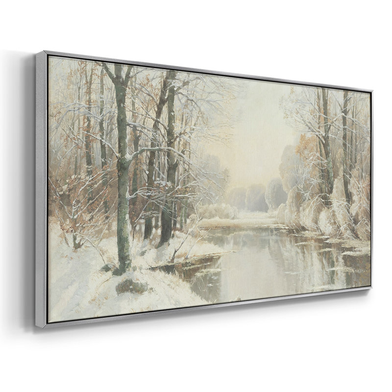 Série paysage - CDXII - Toile tendue avec châssis encadré - Prêt à être accroché, H 25 po x l 49 po, Argent argent