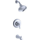 Kohler Bancroft Rite-Temp Bath and Shower Valve Trim with Metal Lever Handle, Slip-Fit Spout and 2.5 Gpm Showerhead