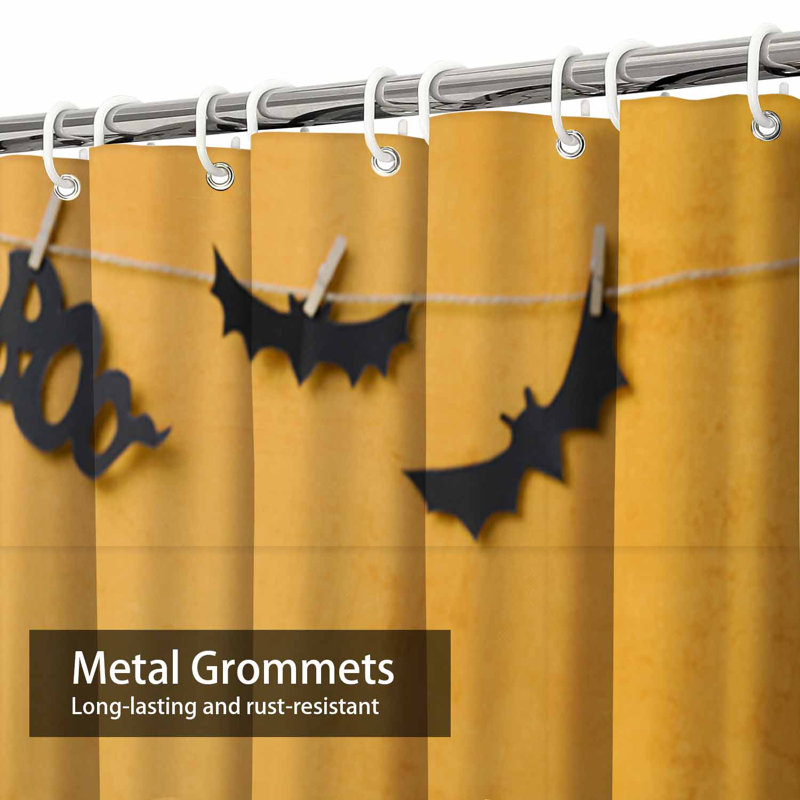 Rideau de douche Halloween en bois orange avec 12 crochets, L 72 po x l 78 po