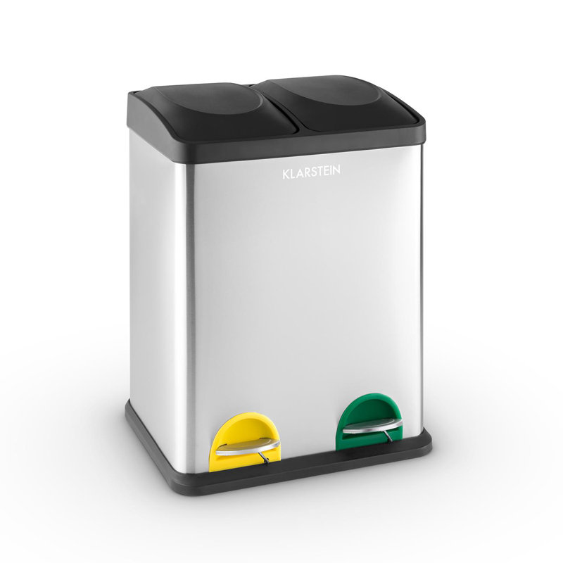 Steel Step On Multi-Compartment Rubbish & Recycling Bin - 36L