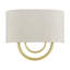 Applique murale 2 lumières ADA en bronze anglais avec abat-jour en tissu avoine fabriqué à la main avec tissu blanc à l'intérieur-611700163