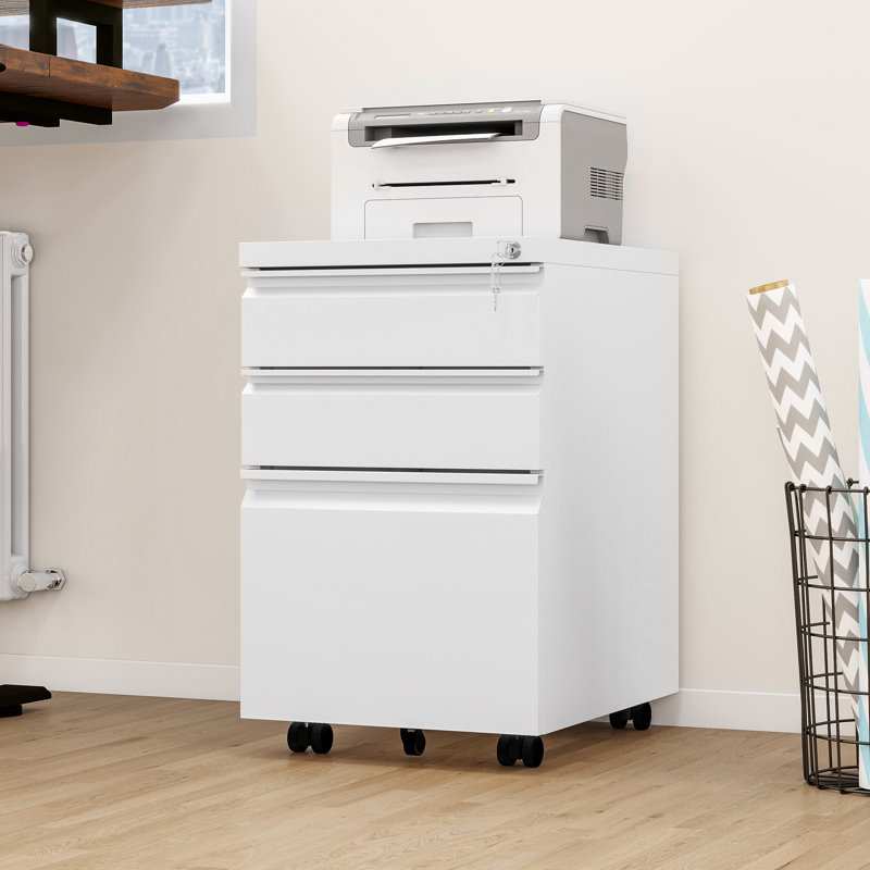 3 Drawer Steel File Cabinet, White