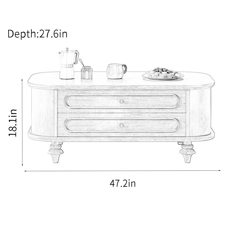 Table basse rétro, Crème, crème