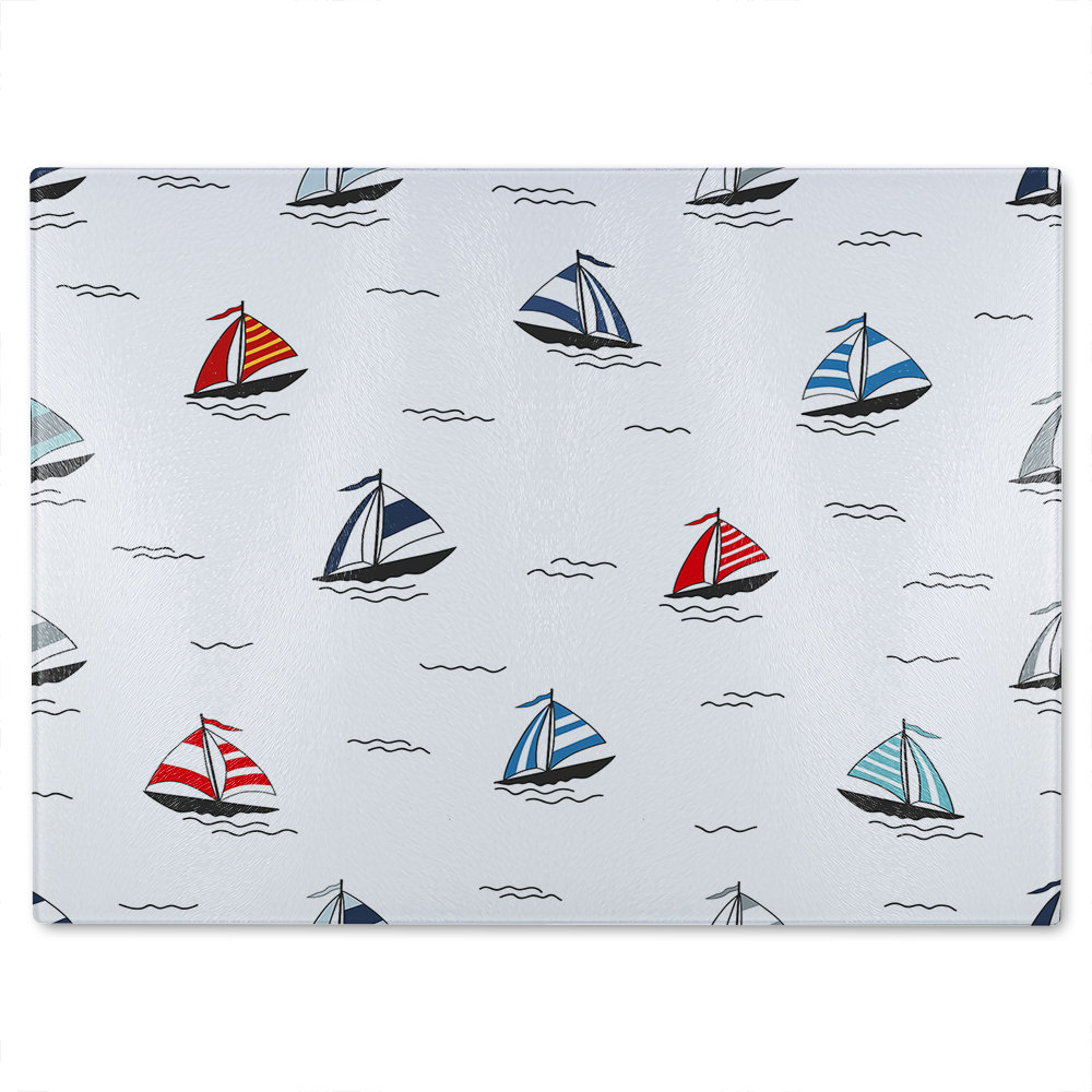 Sailboats Glass Chopping Board