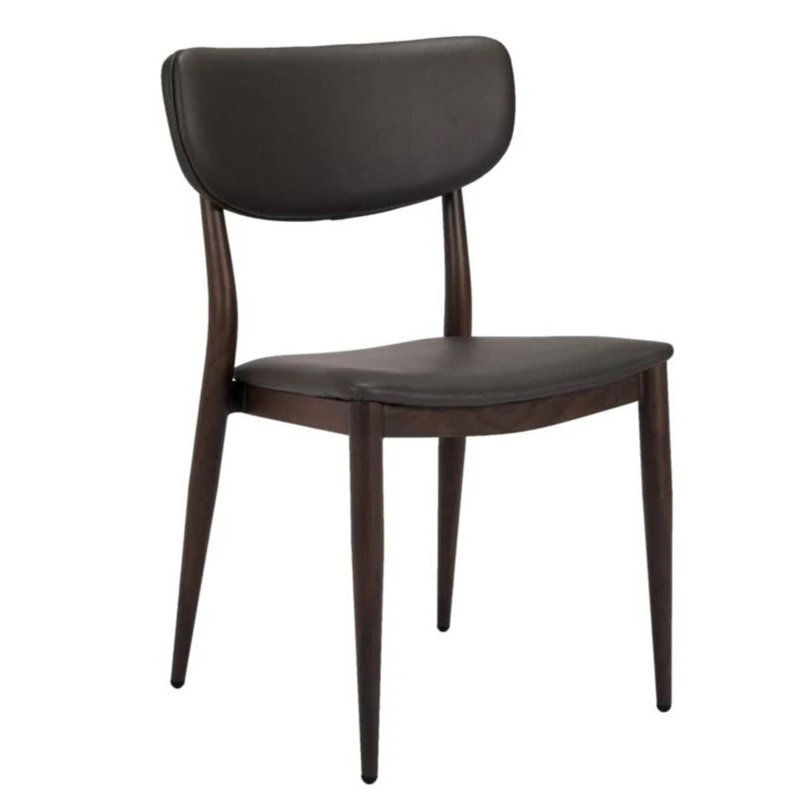 Chaise en similicuir Roma, Gris, Noyer foncé