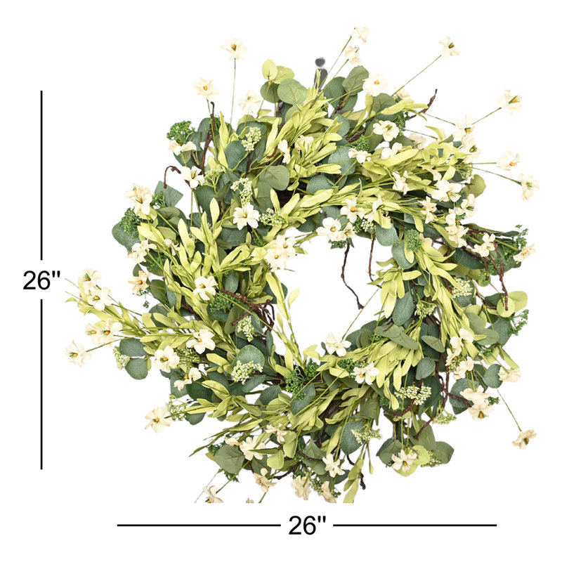 26" Spring Eucalyptus Daisy Front Door Wreath