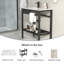 Évier de service 32 "x 18,5" en céramique en porcelaine avec cadre en acier inoxydable noir et tablette à serviettes