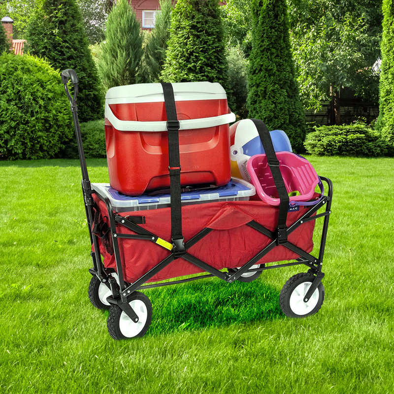 Red Steel Frame Collapsible Outdoor Utility Wagon