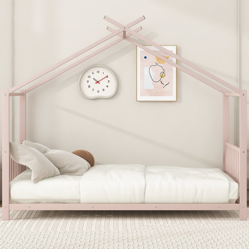Lit plateforme en métal, Rose