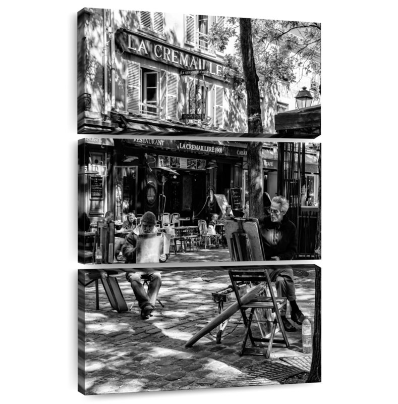 Masam noir Montmartre - peintres de rue français, H 50 po x l 32 po