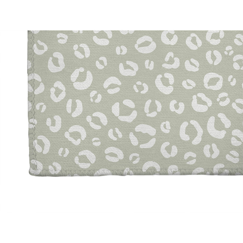 Leopard Play Kids Play Mat, Rectangle 5' x 7', Light Green