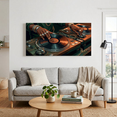 Dj Turntable Canvas Wall Art Oil Painting Print Set Of 1