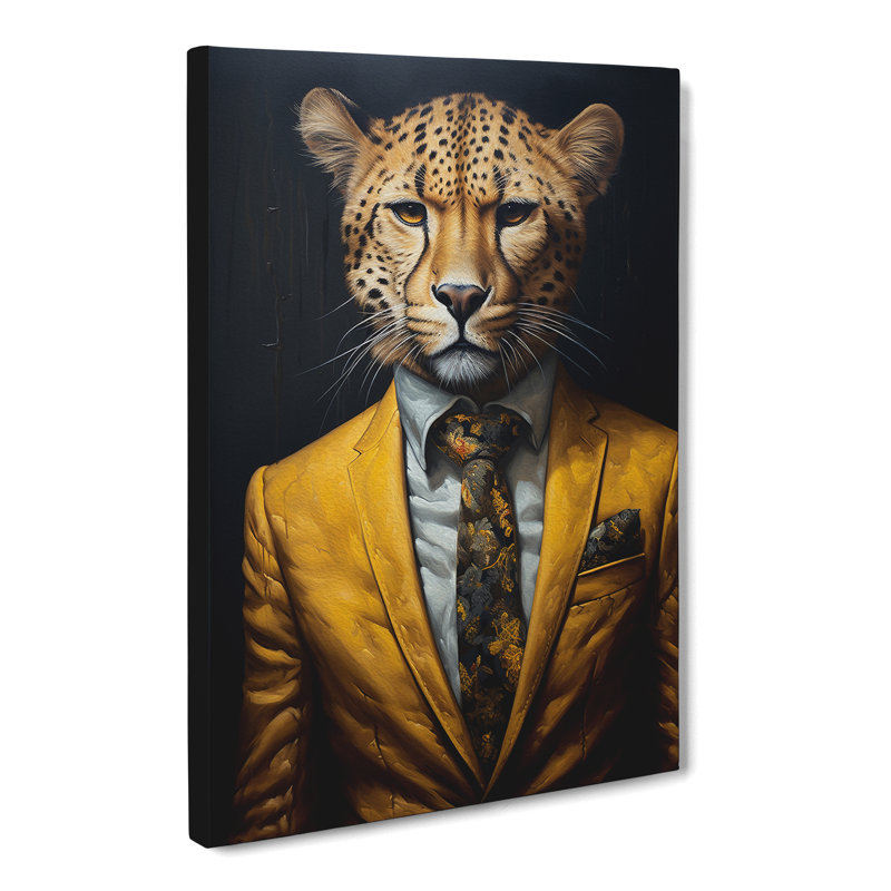 Cheetah In A Suit Painting No.2 - Wrapped Canvas, 60cm H x 40cm W x 3cm D