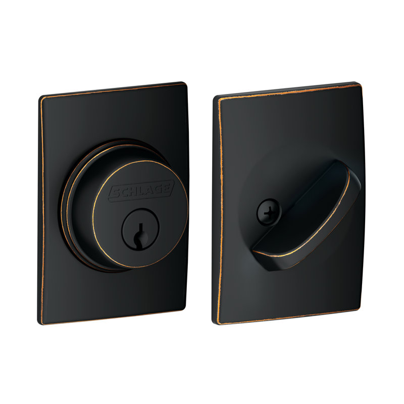 Single Cylinder Deadbolt with Century Trim, Aged Bronze