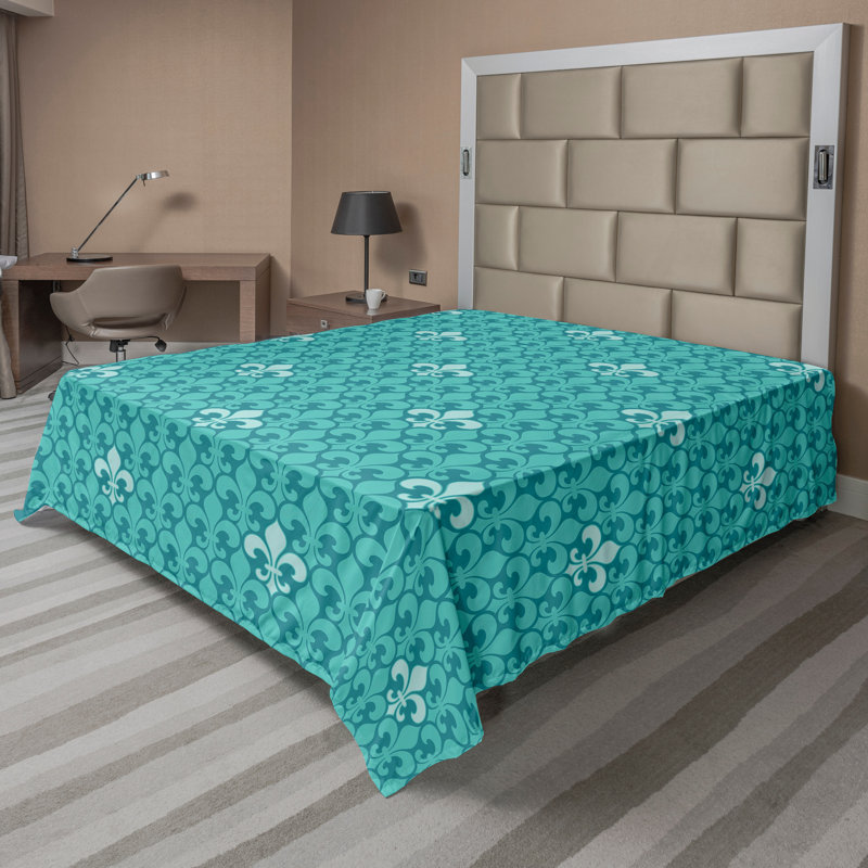 Drap de saison Ambesonne, Bleu sarcelle, vert amande / géométrique, Très grand californien