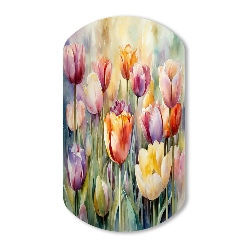 Mallette - tulipe asymétrique en métal, sculpture murale en métal de forme unique, H 31 po x l 19 po