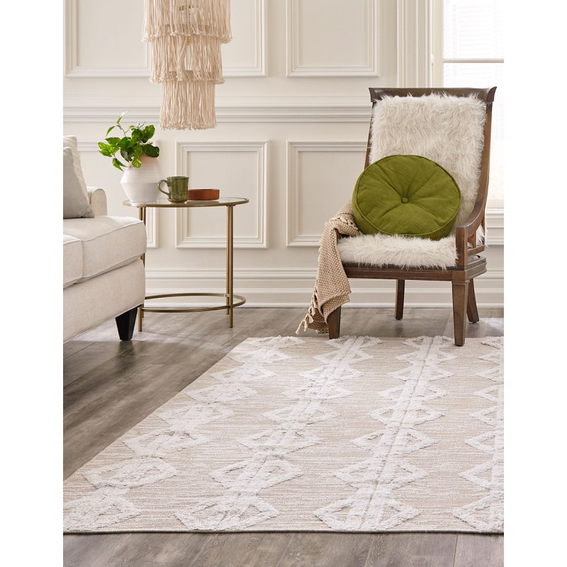 Dudziak Cotton Oriental Indoor Rug, Rectangle 4'5" x 6'