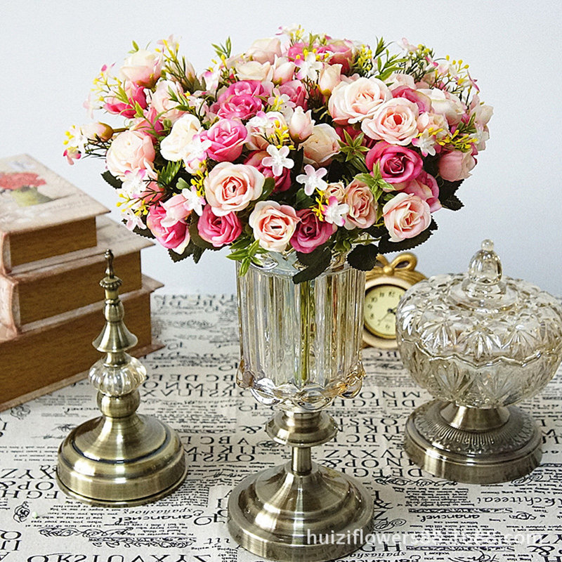 Faux Silk Rose Arrangement, Light Pink