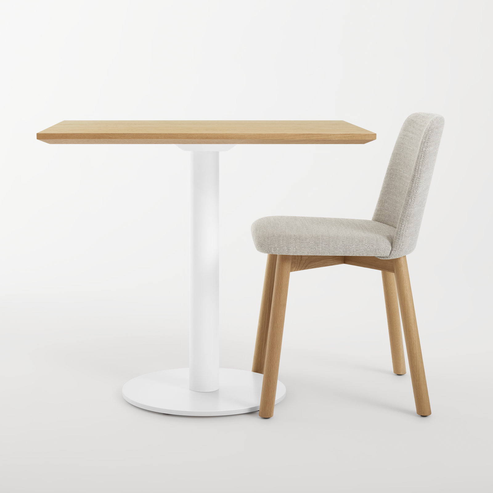 Easy 32'' Dining Table, White Oak, Matte White