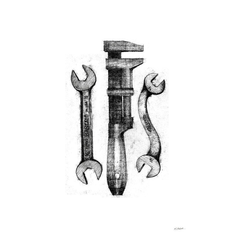 " Wrenches Crop " by Mike Schick, 30" H x 20" W, White Single Picture Framed, Yes