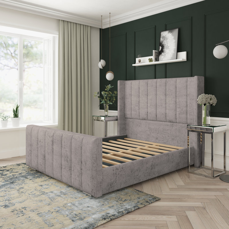 Willow Marble Upholstered Bed Frame, Single (3'), Steel