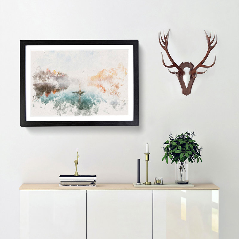 Lake Splash - Picture Frame Painting Print, 62cm H x 87cm W x 2cm D, Black Framed
