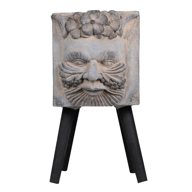 Greek Statue Planter With Legs - 15.4Lbs 13" X 11.4" 22.4" Gray Magnesium Oxide Tall For Patio & Home