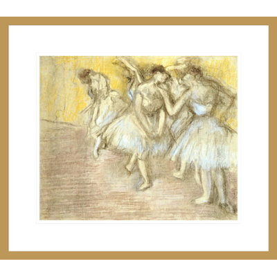 Cinq danseurs sur scène par Edgar Degas, impression giclée encadrée