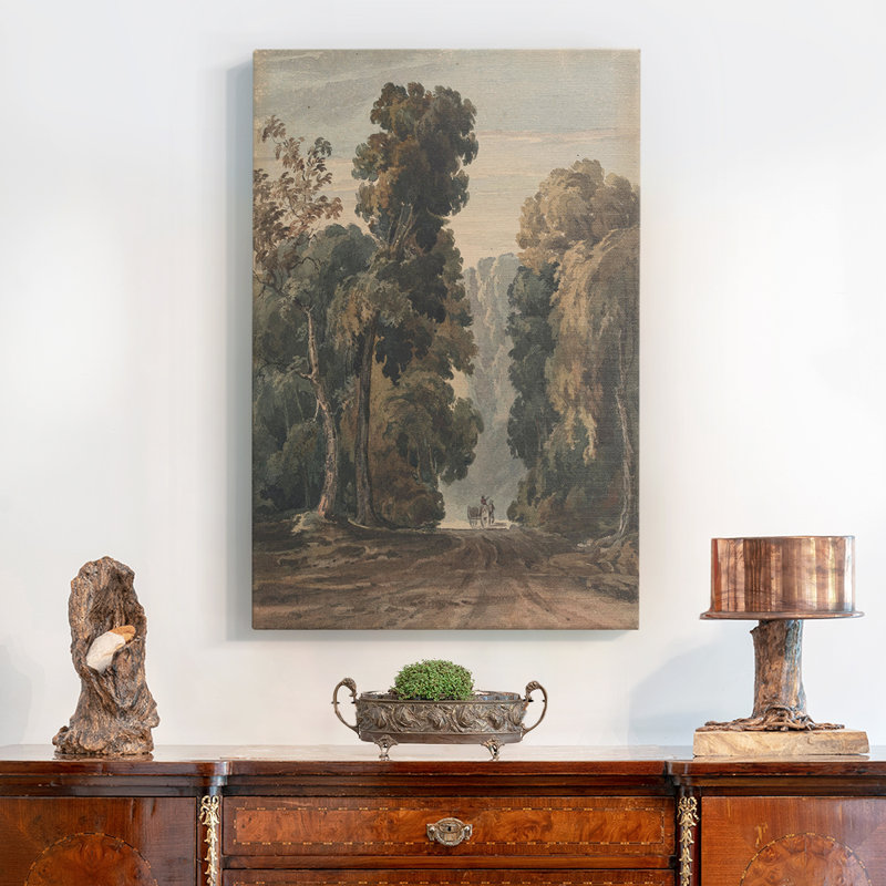 Paysage rétro - impression sur toile tendue, H 13 po x l 9 po