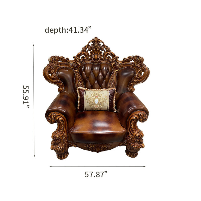Fauteuil en cuir de vache de 57,87 po de largeur