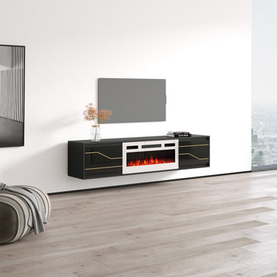 Maze 70.9" WH-EF Fireplace Black TV Stand