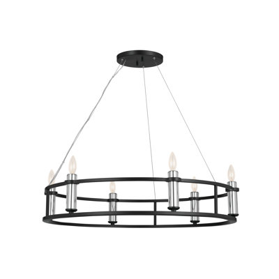 6 - Light Dimmable Drum Chandelier