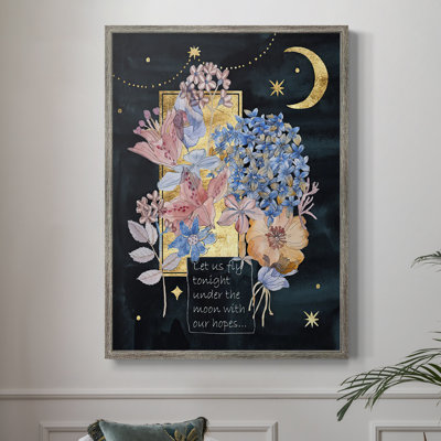 Moonlight Flowers I Framed Print - Solid Wood