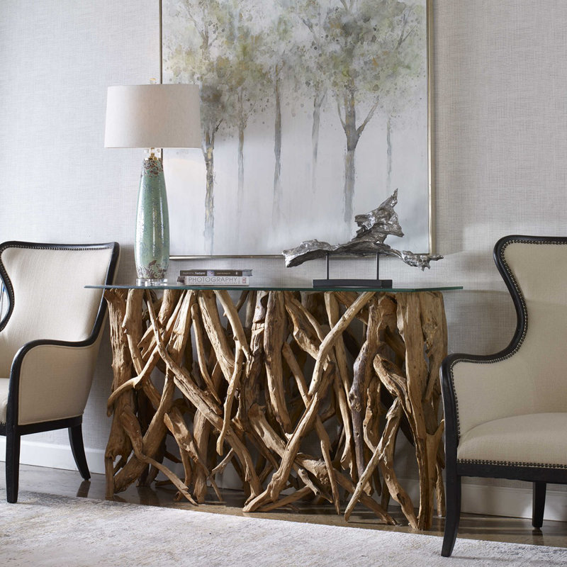 Mendes 59'' Glass Top Console Table