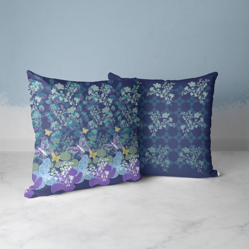Housse et insert de coussin décoratif en polyester, 18 po x 18 po, Bleu foncé