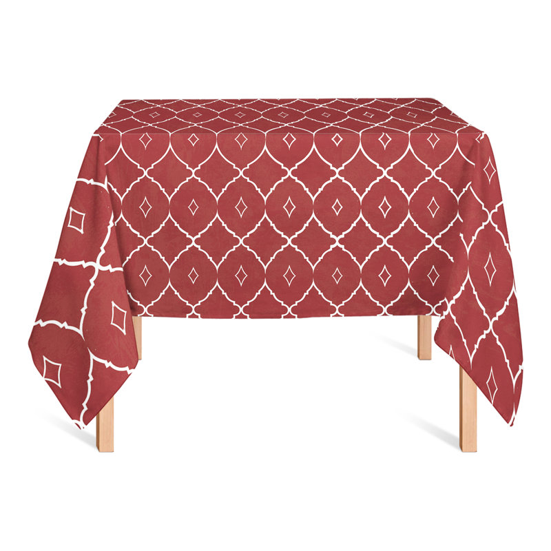 Markieff Geometric Square Tablecloth, Red