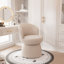 Fauteuil d'appoint rembourré Allis, tabouret de coiffeuse pivotant avec dossier à oreilles, fauteuil de maquillage en tissu Boucle-701948478