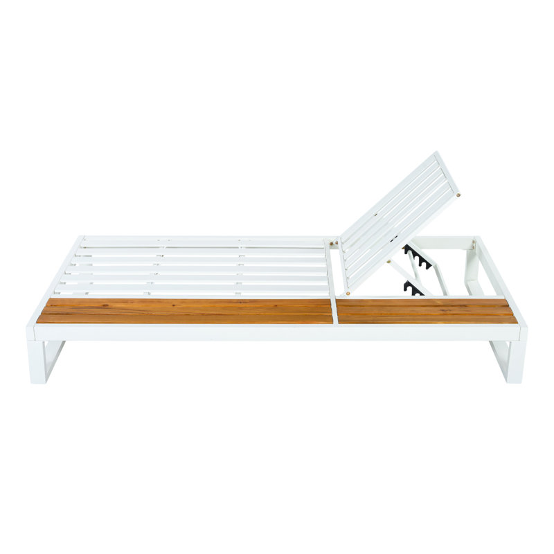 Méridiennes de patio réglables avec rangement, bord de piscine moderne en bois et métal